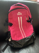 Lonsdale Shocking Pink And Black Rucksack