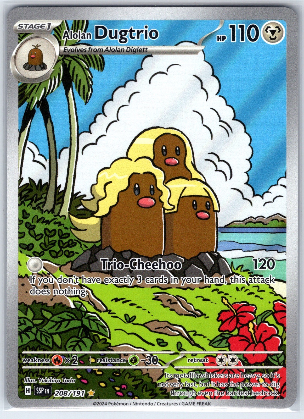 Alolan Dugtrio 208/191 Illustration Rare Surging Sparks Pokemon Holo Near Mint