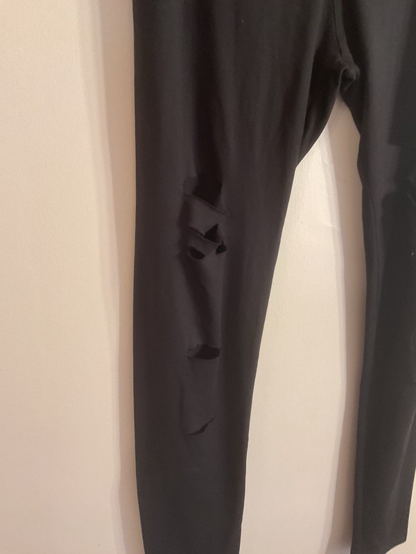 Girls Size Large Shredded Black Leggings High Waisted 