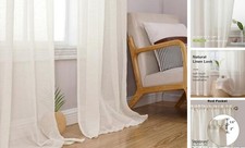 Linen Textured Sheer Curtains 96 inches Long 2 40"W x 96"L Pack of 2 Natural