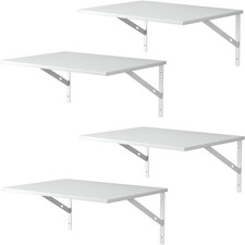 Deep Floating Wall Shelves - 4 Sets of 12 Inch Wide White Wood Shelves for Bathr