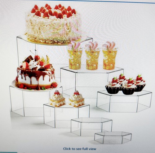7-Piece Clear Acrylic Display Riser Stands Food Catering Reception Party Decor