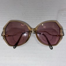 Vintage WOMENS GLASSES Oversized 70s Frames PLASTIC Clear Pink ORNATE EUC