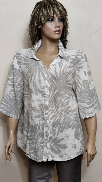 Women Ballin Shirt Grey Linen XL