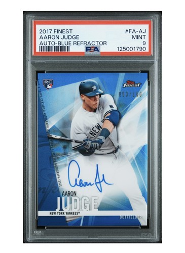 Aaron Judge [Blue Refractor] #FA-AJ card from 2017 Topps Finest Autographs