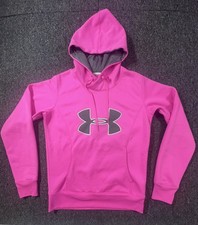 Under Armour Semi-Fitted Pullover Storm Hoodie Womens Small Pink Fleece COLDGEAR