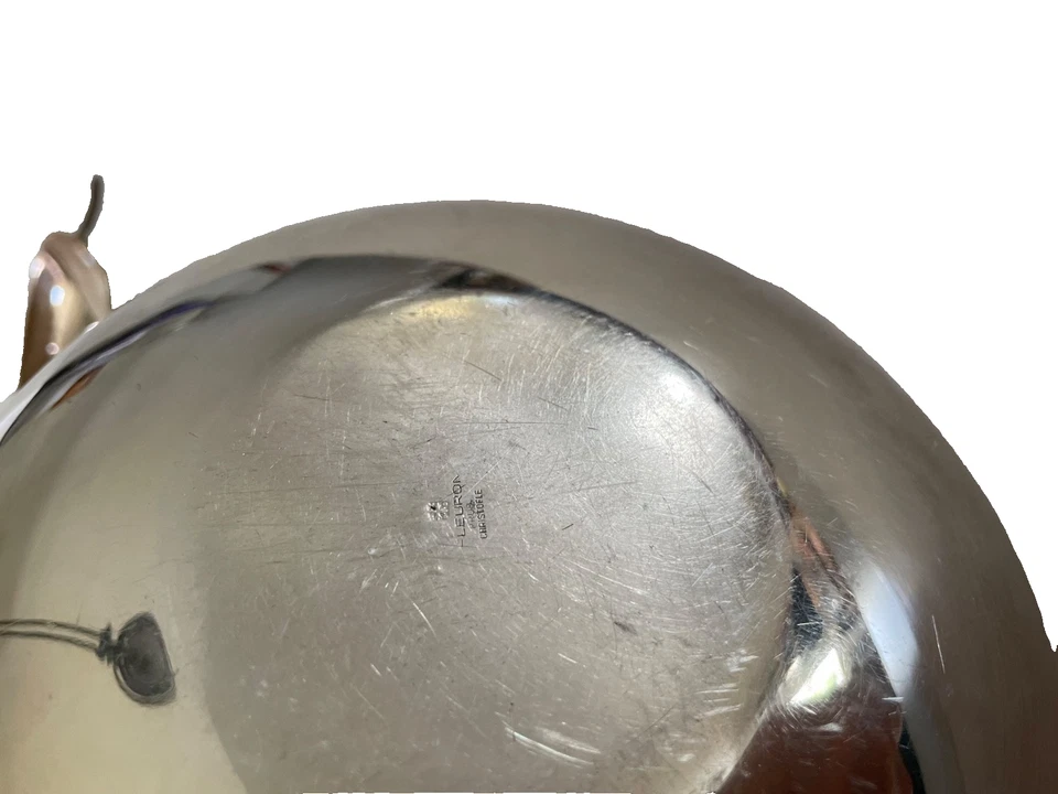 Caja/vasija plateada Lino Sabattini Christofle manzana modernismo de mediados de siglo Foto 4 de 4