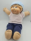 Vintage 1983 Cabbage Patch Kids Boy Doll Blonde Yarn Hair Blue Eyes Denim Jeans