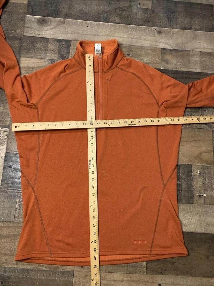 Patagonia Capilene Pullover Mens XL Orange Quarter Zip Grid Fleece Baselayer - Image 4 of 4