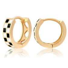 18k Gold Filled Checkered Hoop Earrings,Enamel Small Hoops Earrings For Women...