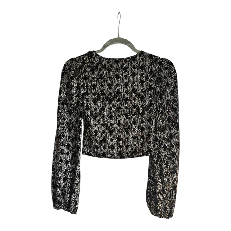 Blusa TOPSHOP Mujer 2 Top Recortado Manga Larga Forrada Metálica Elastizada Geométrica Foto 2 de 4