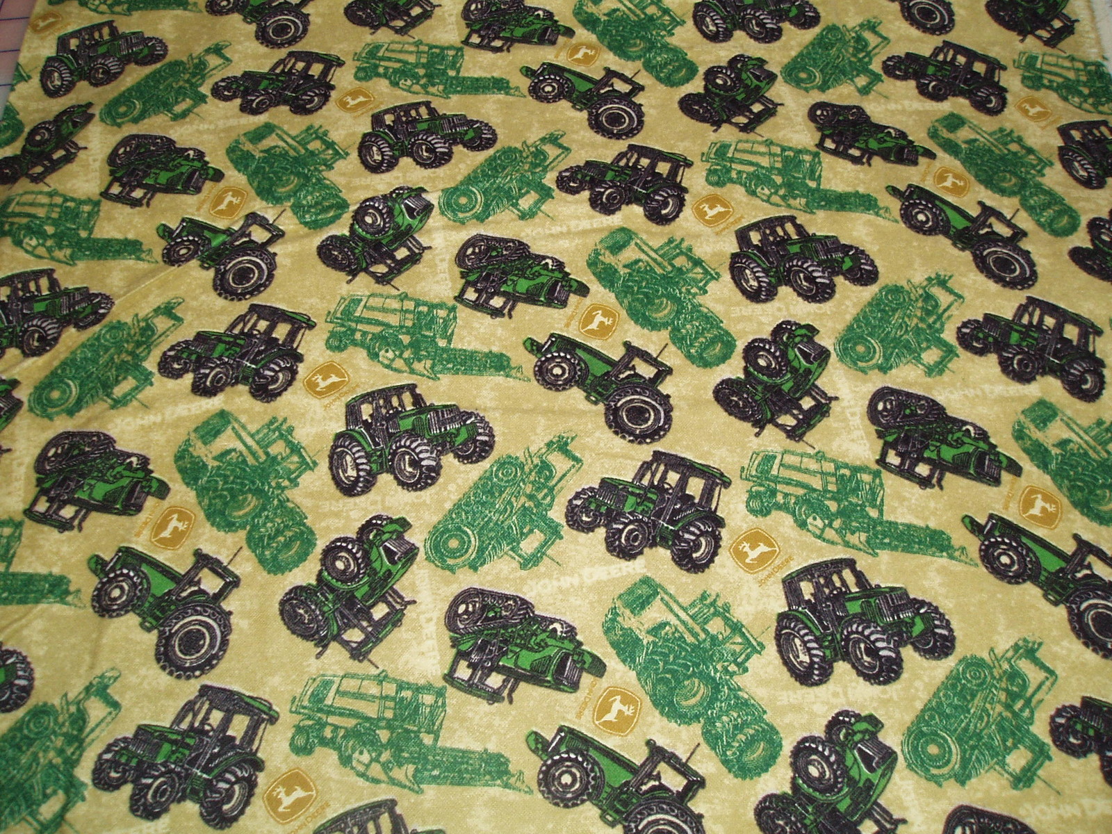 John Deere baby toddler sheets set tan tossed combines tractors flannel