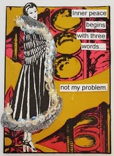Mixed Media Collage Art Card ACEO ATC Snarky Flapper 1920s Not My Problem 