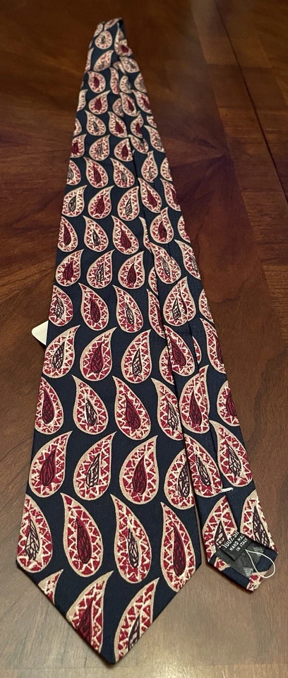 Corbata de cuello para hombre de hoy azul rojo hecha a mano 100 % seda hecha en Italia” Foto 3 de 4