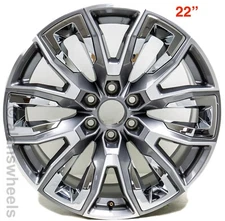 1 Single GMC Sierra 22” OEM Grey Machined Chrome Inserts Wheel Rim # 86804453