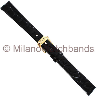 12mm Speidel Crocodile Grain Black Genuine Leather Watch Band 434 430
