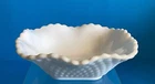 Vintage Hazel Atlas Diamond Ruffled Edge Milk Glass Candy Dish 6 Inch Square
