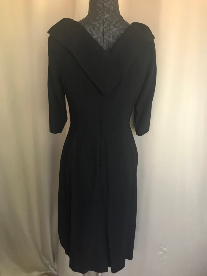 Vestido negro UGWU hecho a mano vintage años 50 con seda rosa rosa Foto 4 de 4