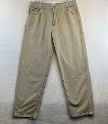 Calvin Klein Jeans Men 38x30 Beige Relaxed Tapered Retro Denim Pants