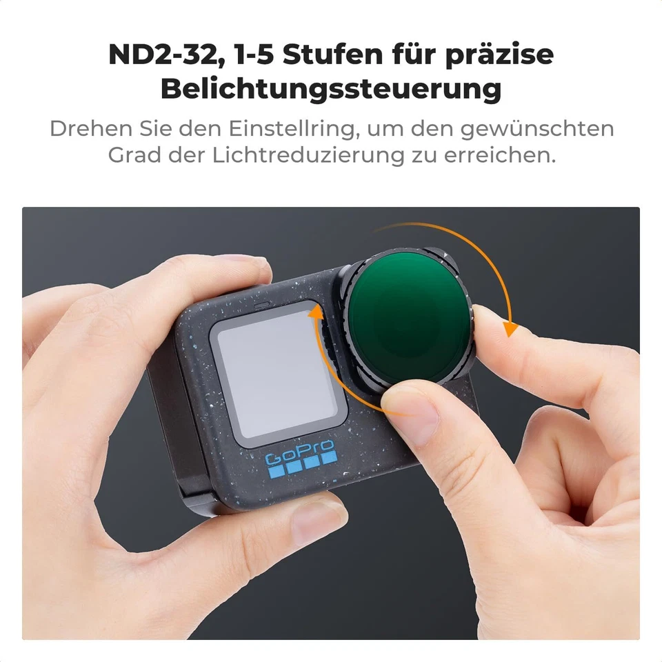 K&F Concept Variable ND2-32 ND32-512 Filter für GoPro Hero 13/12/11/10/9 Schwarz - Bild 3 von 4
