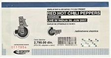 2007, RED HOT CHILI PEPPERS – Concert in Indjija, Serbia! Ticket! Rare.