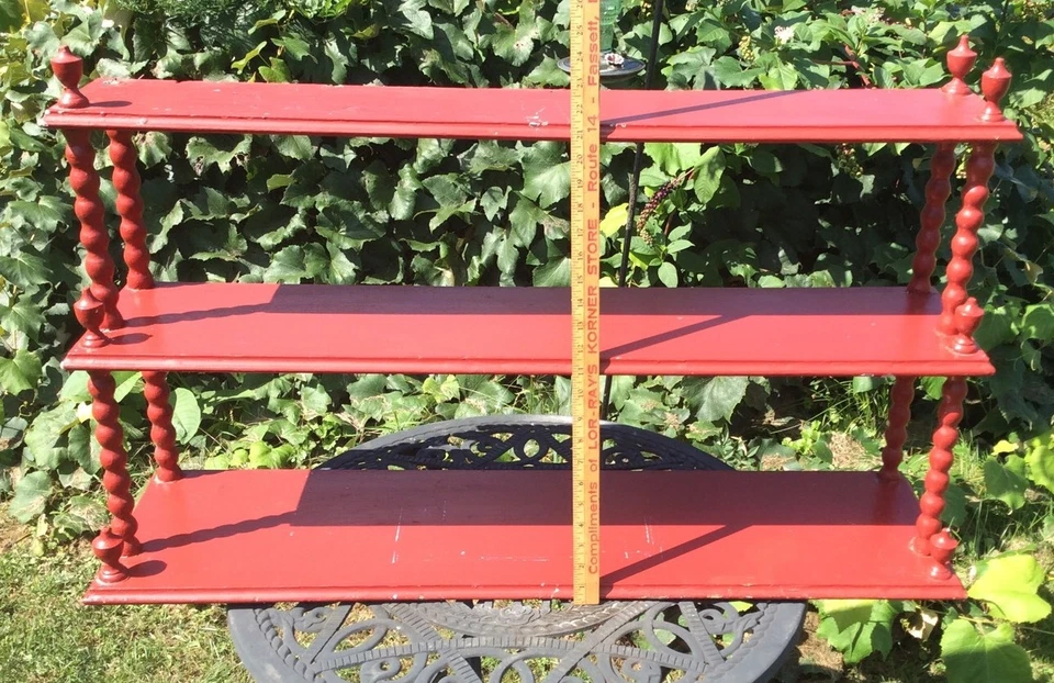 Primitive Antique Stunning Red Three Tiered Rack Country Decor 40x25x12 - Image 2 of 4