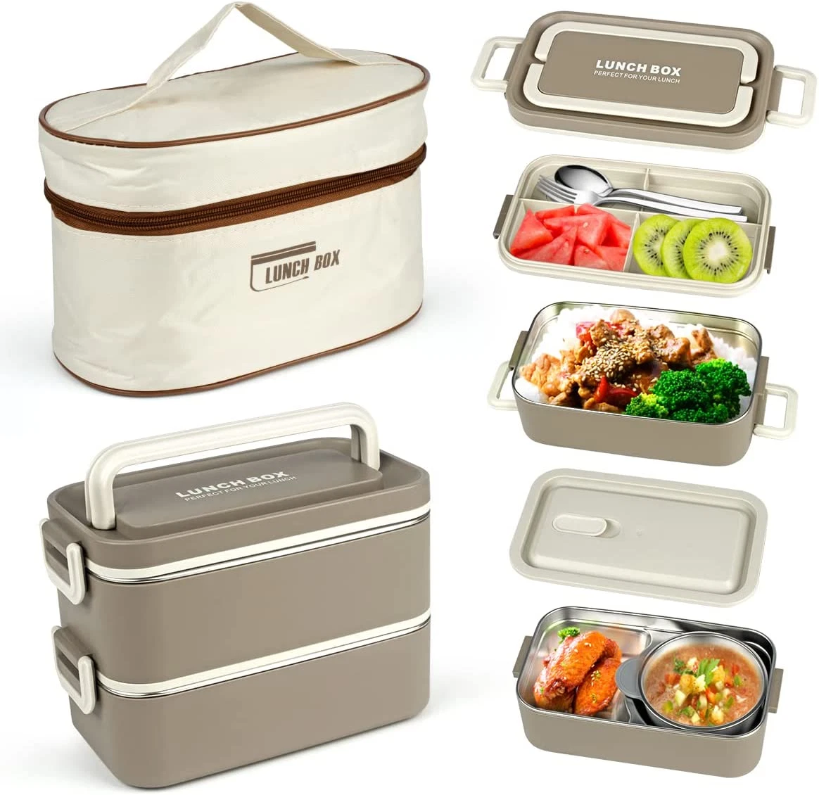 Bento Box Lunch Box, Portable Insulated Lunch Containers Set for Adults  Teens K