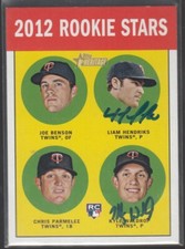 LIAM HENDRIKS KYLE WALDROP 2012 Topps Heritage #333 RC TTM/IP Signed Autographed