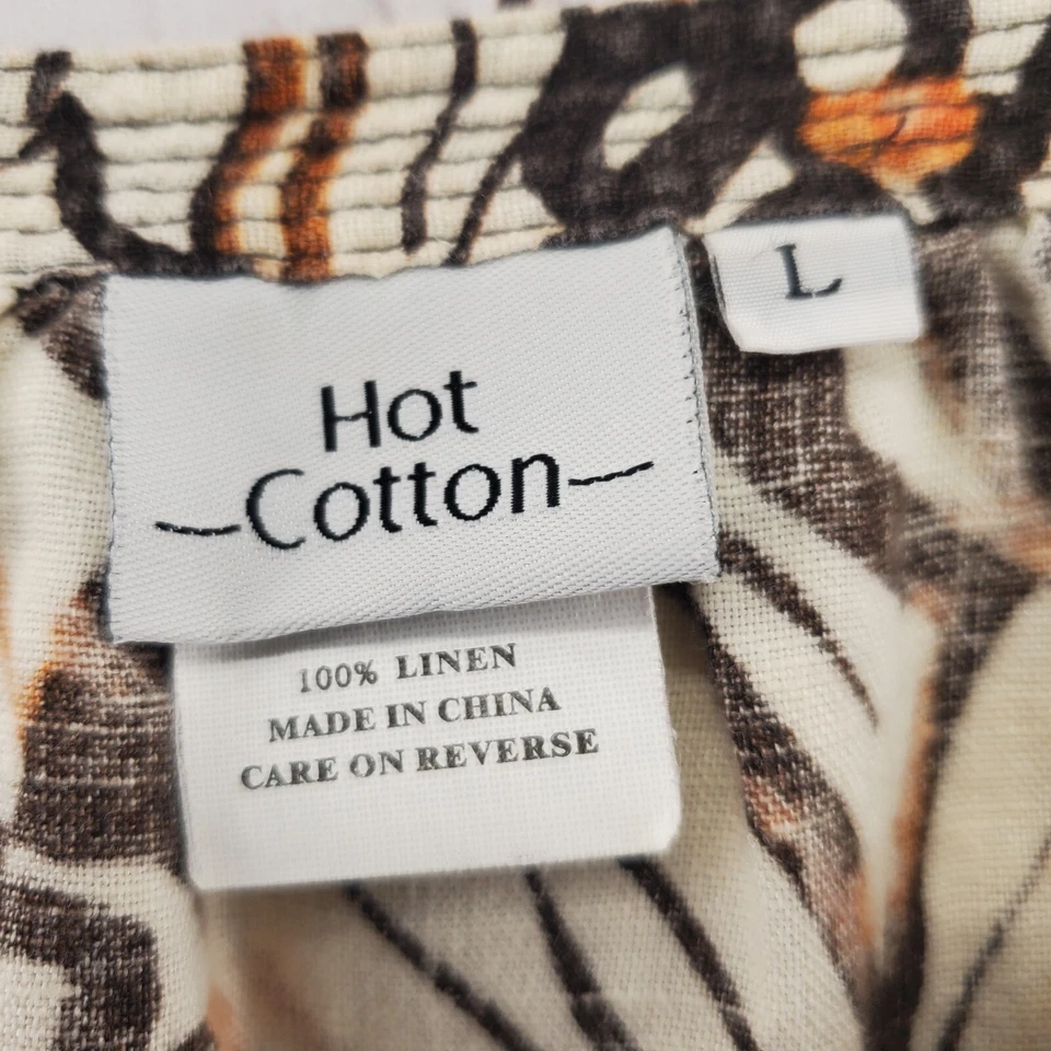 热卖 棉上衣 大号 多色 花卉印花 亚麻 半扣 弹出式束腰外衣 — 第 2/4 张图片