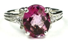 925 Sterling Silver Ladies Ring, Pure Pink Topaz, SR136