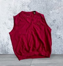 Vtg Cutter & Buck Mens Size Large Sweater Vest Maroon Golf USA Made Embroidered