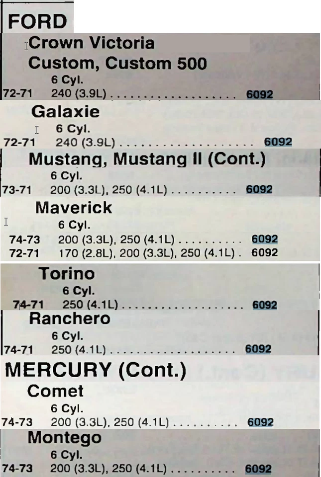 Mechanical Fuel Pump 6092 Ford Mustang Maverick Torino Mercury Comet 1971-1974 - Изображение 3 из 3