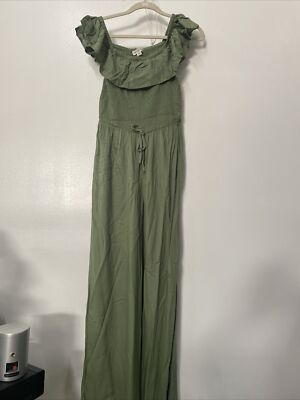 Full Circle Trends Green  Jumpsuit Size M with Top Overlay And Elastic Top