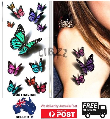 Download Butterfly Flash Tattoos Real Look Temp Instant Quality 3d Body Art Stickers Au Ebay