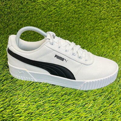 Puma Carina Canvas Womens Size 9.5 White Black Casual Walking Shoes Sneakers  | eBay