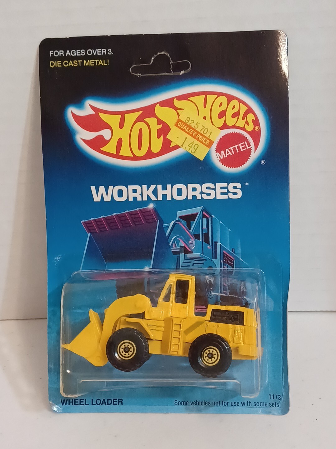 CAT 988B Wheel Loader Yellow Hot Wheels 1989 Workhorses 1173 Diecast 1:64