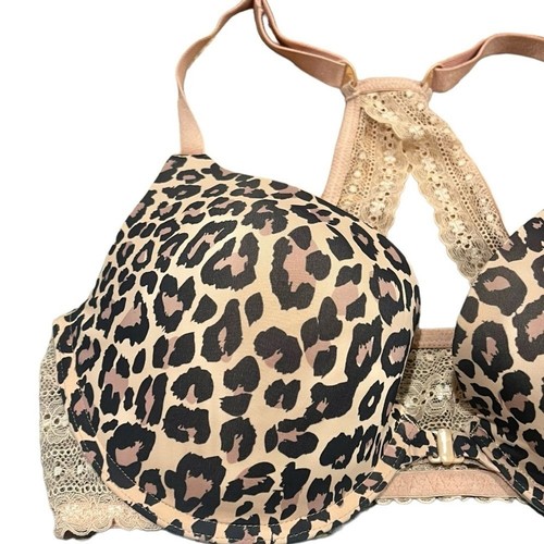 Sujetador pushup estampado animal Dobreva espalda deportiva talla 38DD detalles de encaje - Imagen 3 de 6