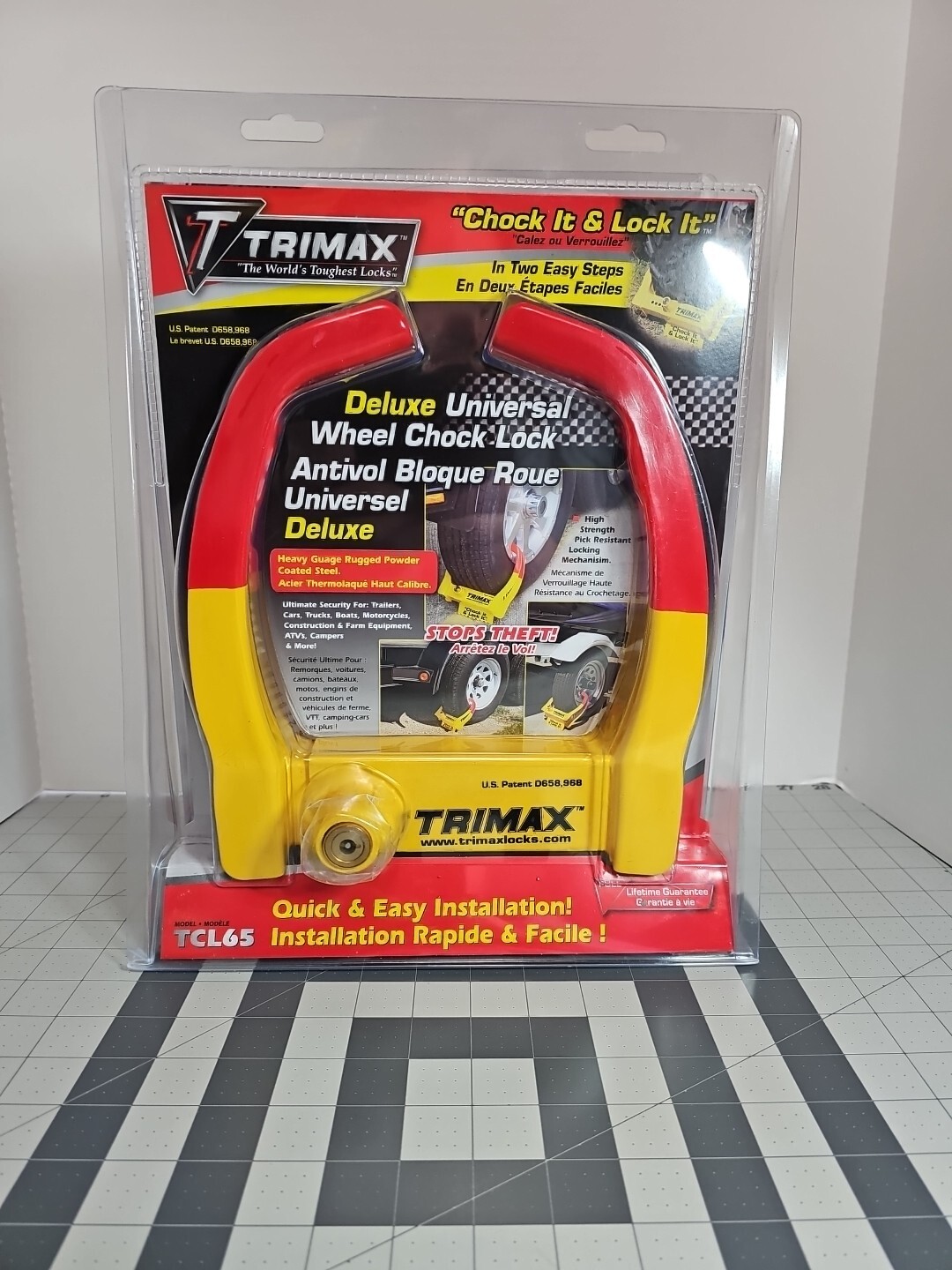 Brand New Trimax TCL65 Deluxe Universal Wheel Chock Lock 6" Closed, 10.