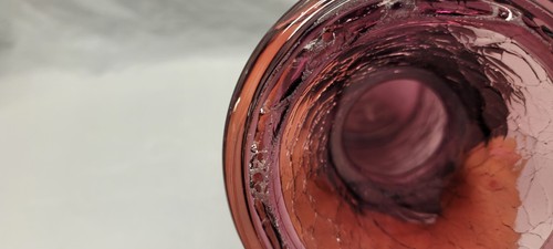 Blenko crackle glass Purple Bottle 11 Inch # 4169 - Picture 14 of 22