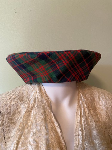 Vintage 1960s Pillbox Cossack Scottish Plaid Tartan 10 Inch Fabric Hat Great Con - Picture 4 of 14