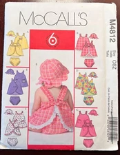 McCall's M4812 Infant's Baby's Dress, Panties & Sun Hat Pattern S,M,L,XL UNCUT