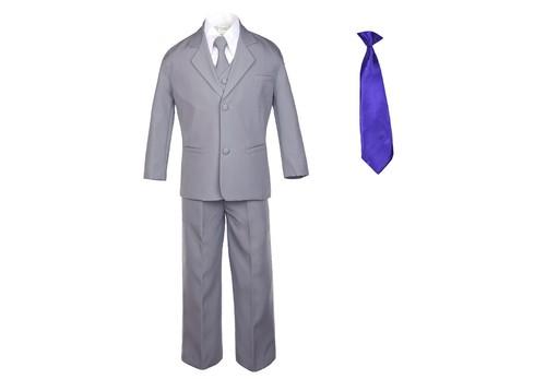 Hermosa New Baby Toddler Boys 6pcs Medium Slate Gray Formal Party Suit +extraTie - Picture 13 of 23