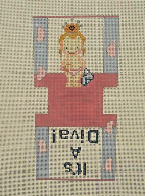 Handpainted Needlepoint Canvas Baby Girl Diva Tote Bag Design CBK Starke Art 13M