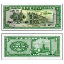 Guatemala 1964 1 One Quetzal Note P #52 - Choice UNC