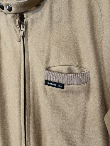 Vintage Members Only Mens Size 40 Wool Full Zip Bomber Jacket Camel Brown - Picture 3 of 12