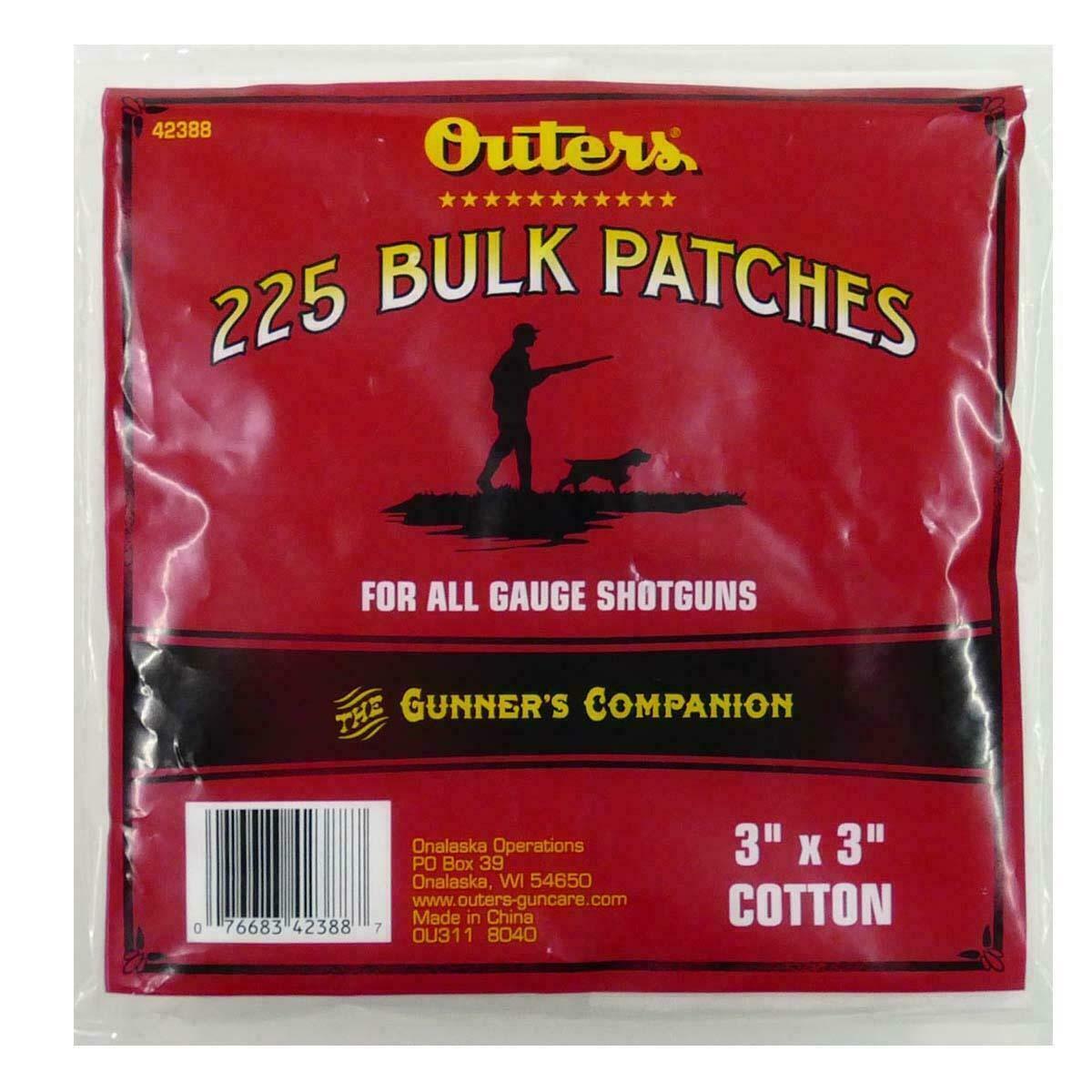 Outers Shotgun Bulk Cleaning Patches 225 Patches Decreasing Lubricating 42388 