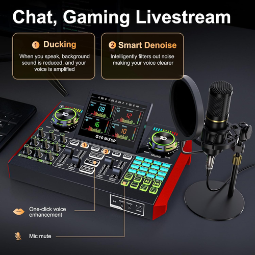 Podcast Microphone Bundle with Live Sound Card Audio Mixer, Podcast Equipment Bu - Picture 4 of 9