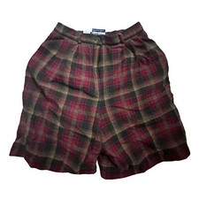 Vintage Pendleton High Rise Shorts Wool Plaid Red/Brown SZ 8
