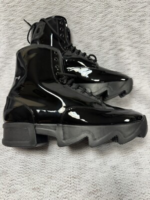 iRi Unisex Black Patent Leather Platform Fashion Boots Made in
