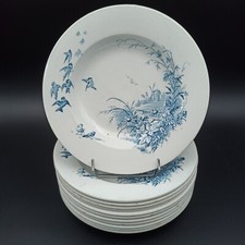 12 Deep Plates In Gien Earthenware Model Landscapes